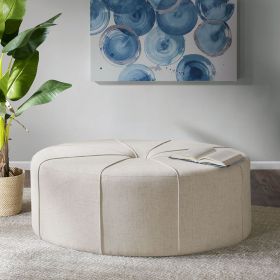 48" Ottoman,Polyester Fabric Large Cocktail Ottoman Modern Style For Living Room, Cream