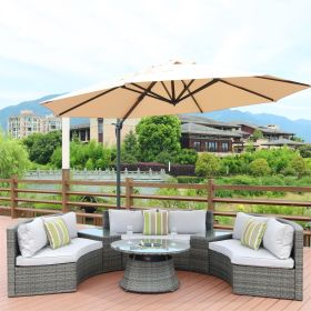 Direct Wicker Outdoor Furniture Half-Moon Wicker Sofa Set with Coffee Table