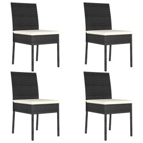 Patio Dining Chairs 4 pcs Poly Rattan Black
