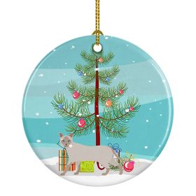 NEW Thai Lilac Cat Christmas Ceramic Ornament Christmas Tree Hanging Decorations for Home Christmas Holiday, Party, Gift, 3 in, Multicolor