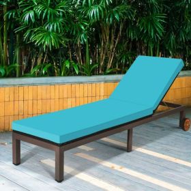 Outdoor Wicker Patio Chaise Lounge Recliner Chair with 5-Position Adjustment and Wheels