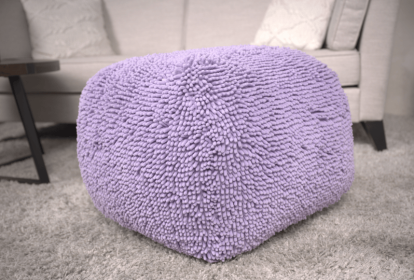 Spongy Microfiber Square Pouf, Lavender