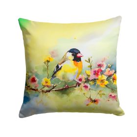 Goldfinch Throw Pillow Machine Washable, Indoor Outdoor Decorative Pillow for Couch, Bed or Patio, 18Hx18W