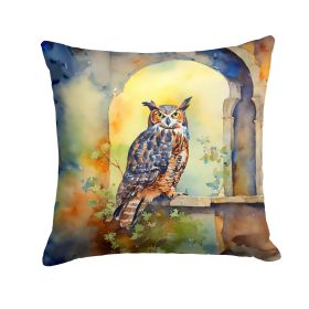 Great Horned Owl Throw Pillow Machine Washable, Indoor Outdoor Decorative Pillow for Couch, Bed or Patio, 18Hx18W