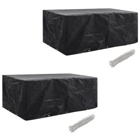 Patio Furniture Covers 2 pcs 8 Person Poly Rattan Set 10 Eyelets 90.2"x44.5"