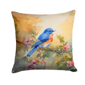 Bluebird Throw Pillow Machine Washable, Indoor Outdoor Decorative Pillow for Couch, Bed or Patio, 18Hx18W