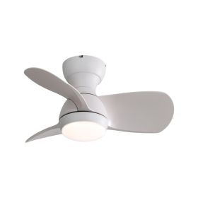 23 Inch Indoor Ceiling Fan With 3 Color Dimmable 3 ABS Blades Remote Control Reversible DC Motor White With 18W Led Light