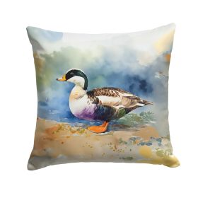 Common Eider Duck Throw Pillow Machine Washable, Indoor Outdoor Decorative Pillow for Couch, Bed or Patio, 18Hx18W